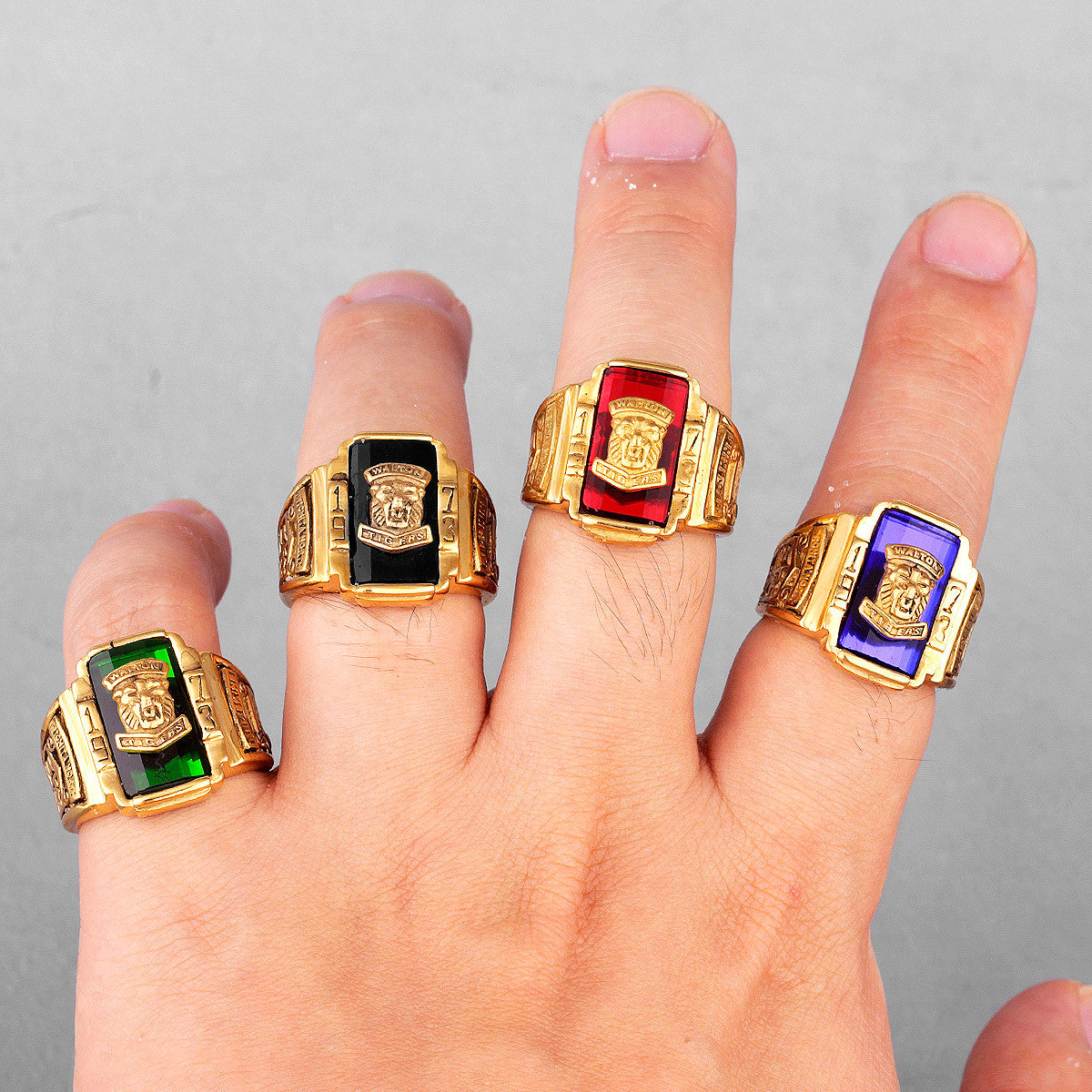 1973 Walton Tiger |14k Gold Over No Fade Stainless Steel CZ Luxury Men's Rings