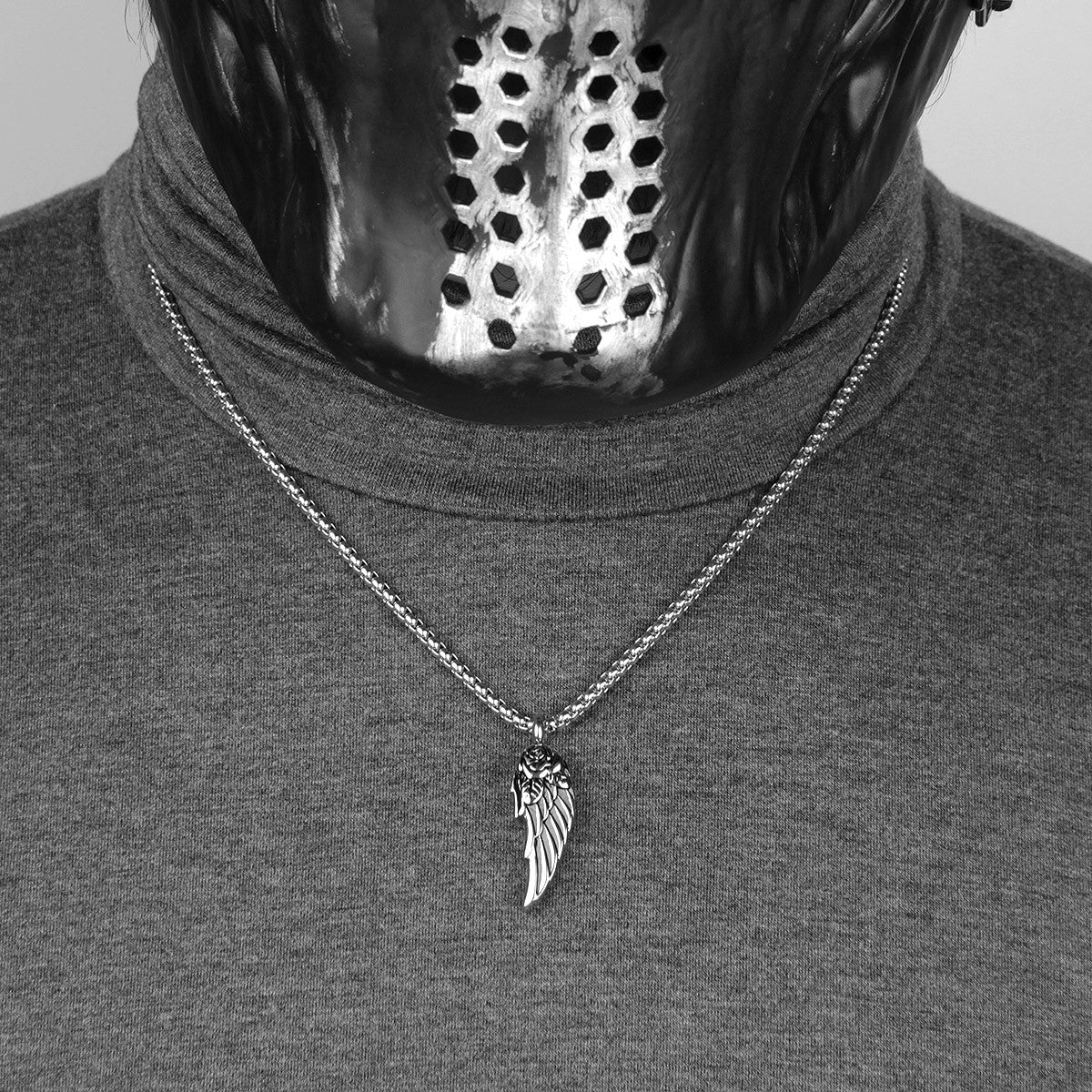 Stainless Steel 316L No Fade Angel Wing Street Wear Pendant Chain Necklace