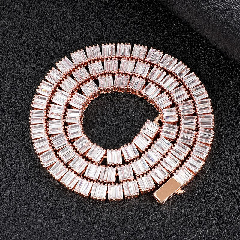 All Square Baguette Hip Hop 6MM Tennis Style Designer Link Chain Necklace