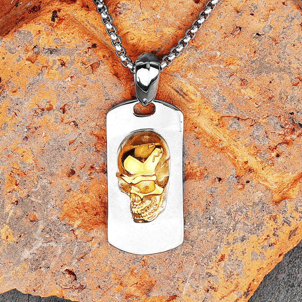 Golden Devil Skull | 14k Gold No Fade Solid Stainless Steel Pressed Skull Pendant