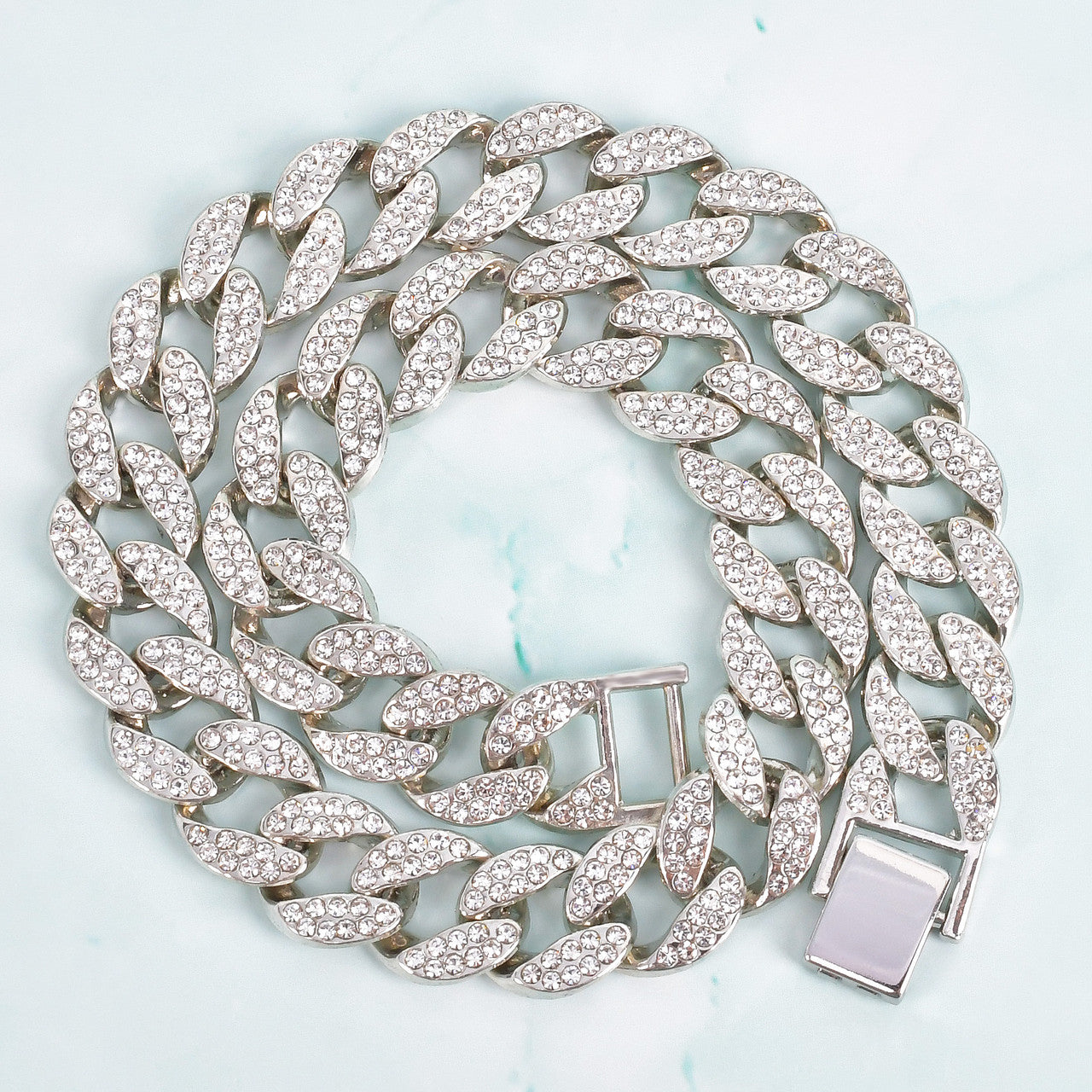 Iced Blinged Out 15mm Miami Cuban Link Hip Hop Chain Necklace