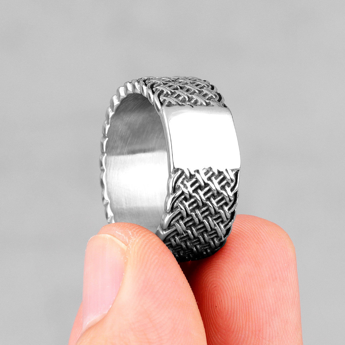 Mens Couples No Fade Stainless Steel Interweaving Love Casual Street Wear Rings