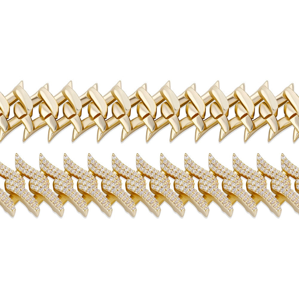 15mm Miami Cuban Link Crown Of Thorns Hip Hop Street Wear Bracelets