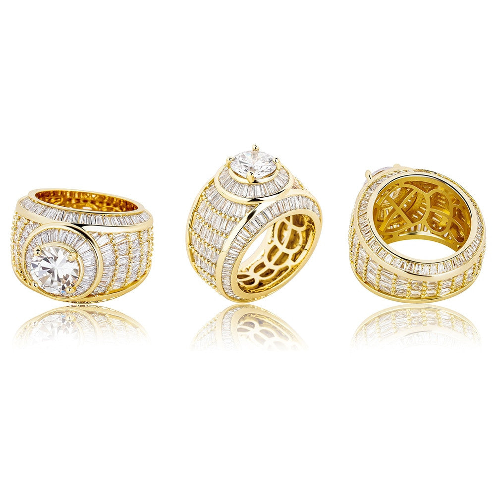 Flooded Ice 18k Gold .925 Silver Championship Baguette Bling Rings