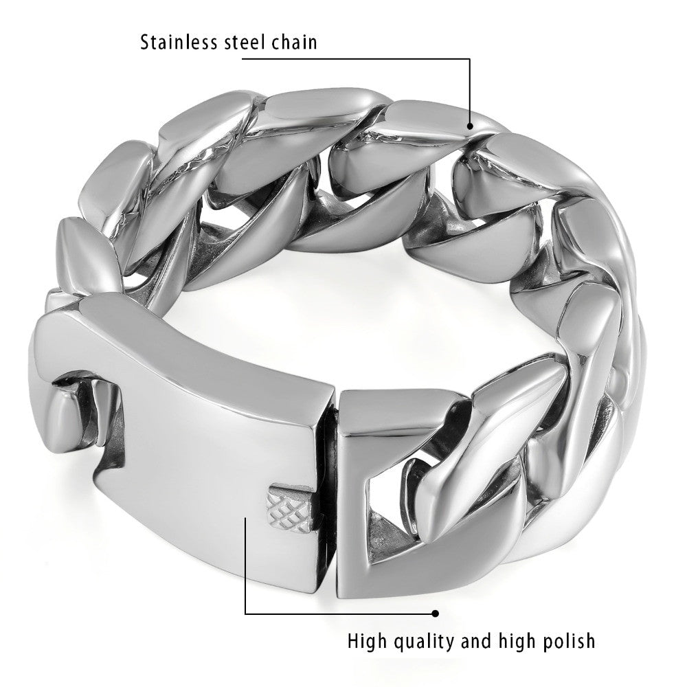 Big Boy No Fade 15mm 24mm 30mm Stainless Steel Cuban Link Hip Hop Street Wear Bracelets