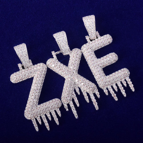 Ice Sickle | Iced VVS Diamond CZ Blinged Out Solid Back Prong Set Initial Pendants
