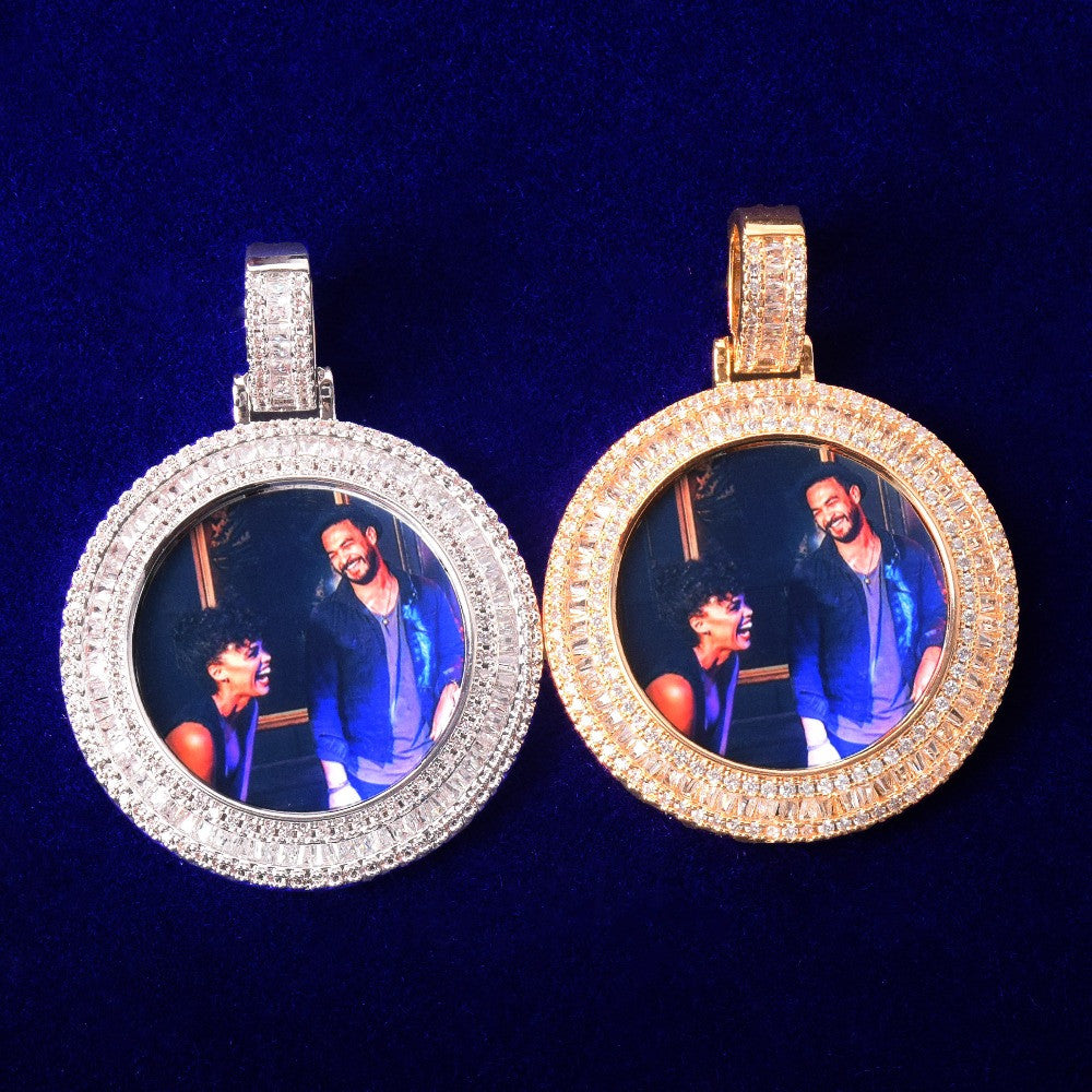 Frozen Reflections | Baguette Double Bezel Iced Custom Photo Pendant