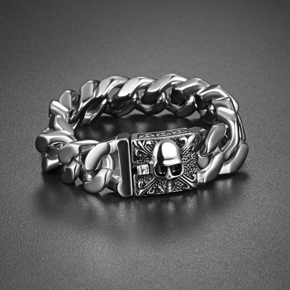 Skull Rocker Miami Cuban Link No Tarnish Stainless Steel Bracelets