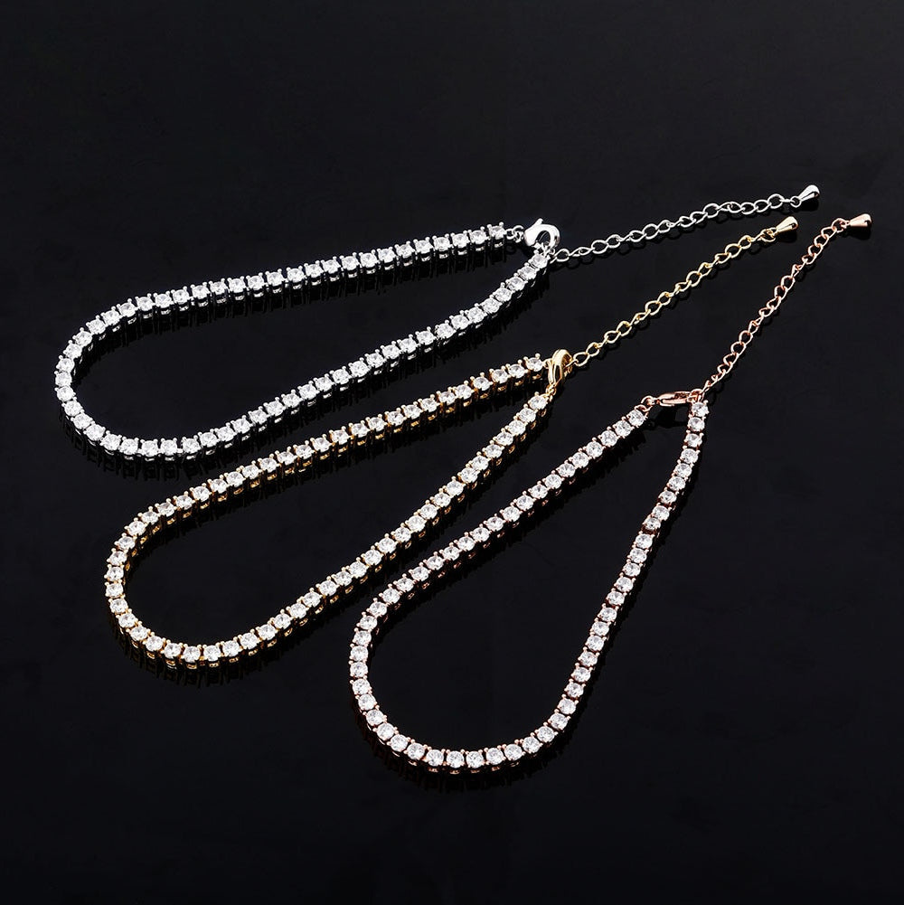 Ladies Iced Blinged Out 3mm 3A Stone Tennis Ankle Anklet Bracelet