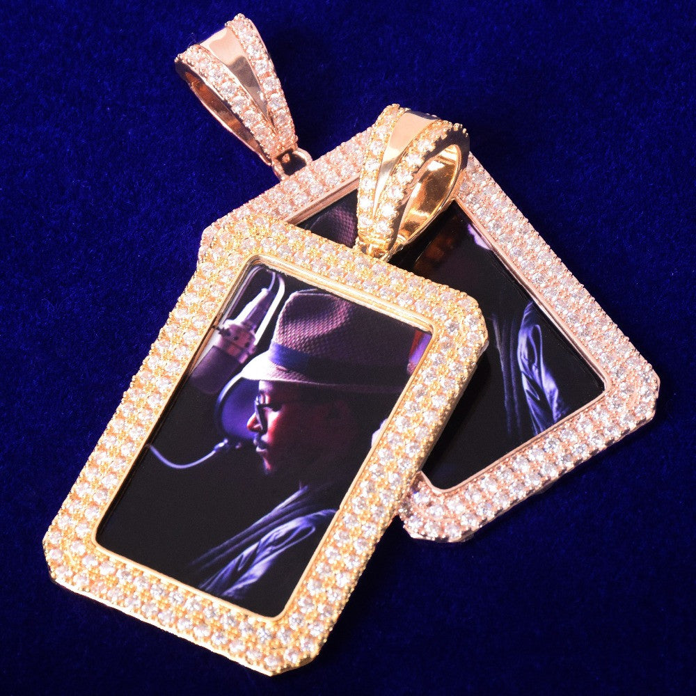 Crowned Jewel | Two Row Iced Border Custom Photo Memories Hip Hop Pendant