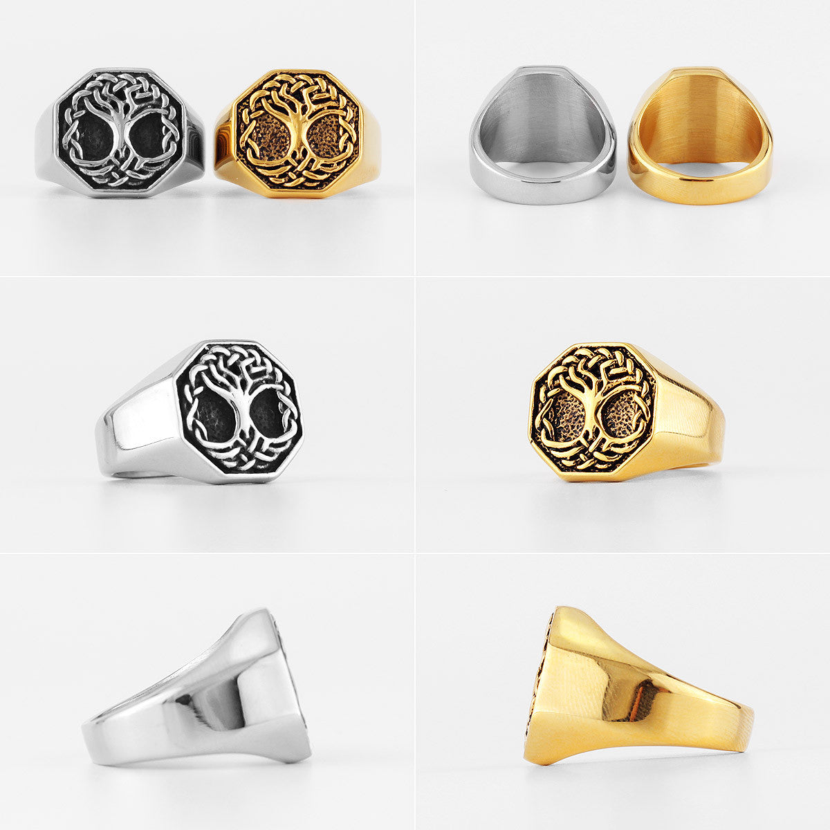 Circle Tree of Life | 14k Gold Over Solid Stainless Steel Unique Spiritual Rings