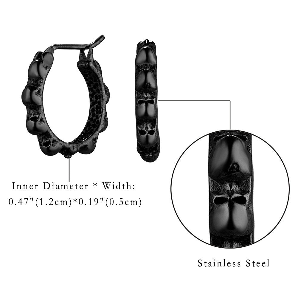 Mens No Fade Stainless Steel Skull Hoop Hip Hop Street Wear Earrings