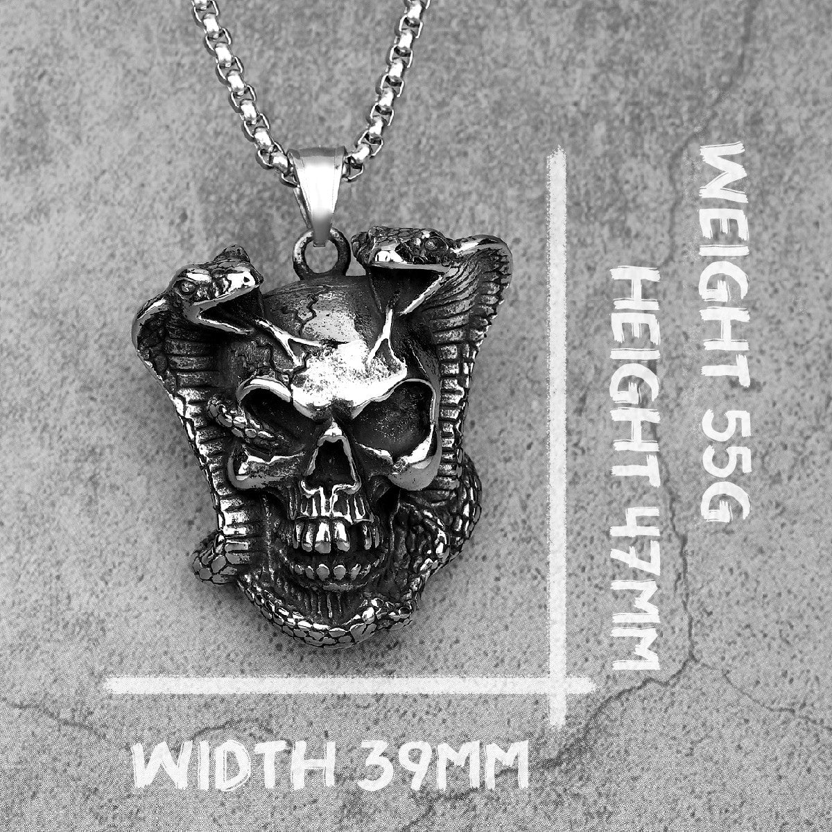 Viper Cobra | No Fade Stainless Steel Men Snake Skull Hip Hop Pendant