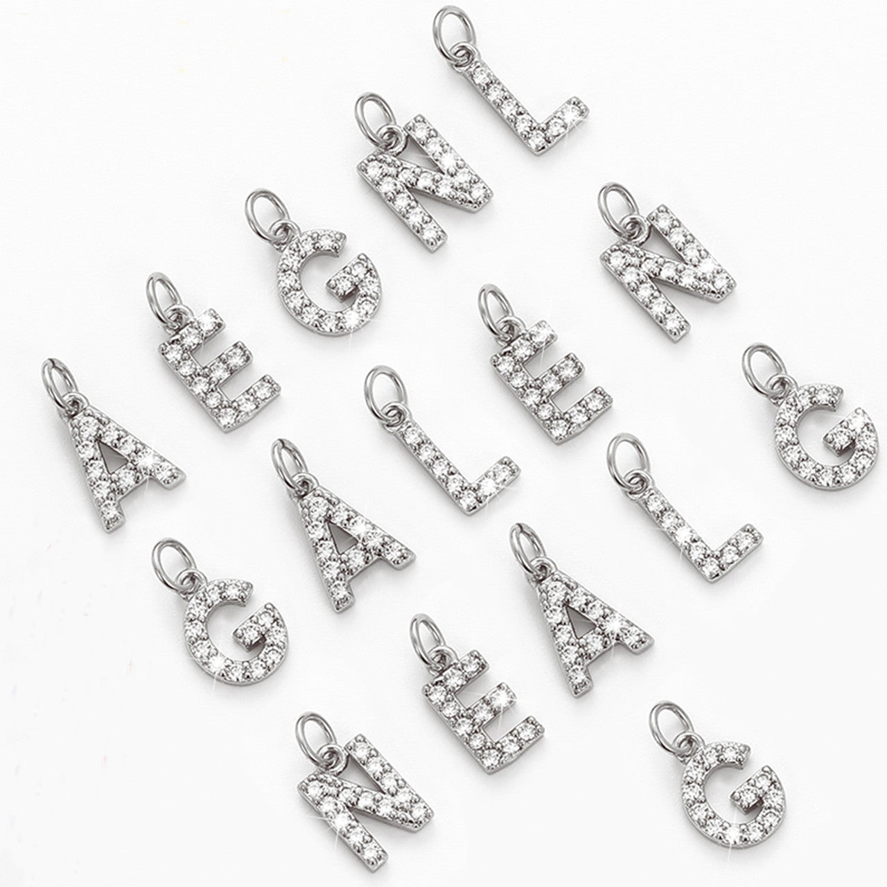 Solid 925 Sterling Silver Micro Pendant Genuine VVS Diamond Letter Initial Necklace