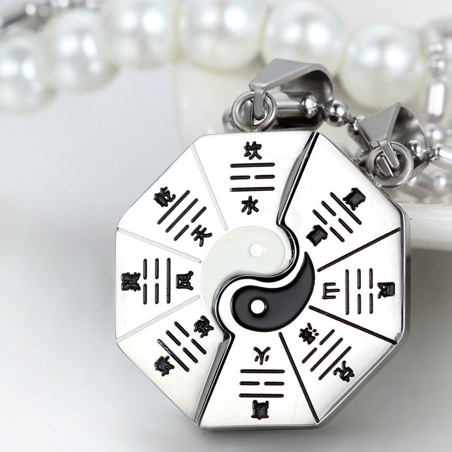 Yin Yang Bagua 2 Piece Silver Gold over Stainless Steel High Fashion Pendants