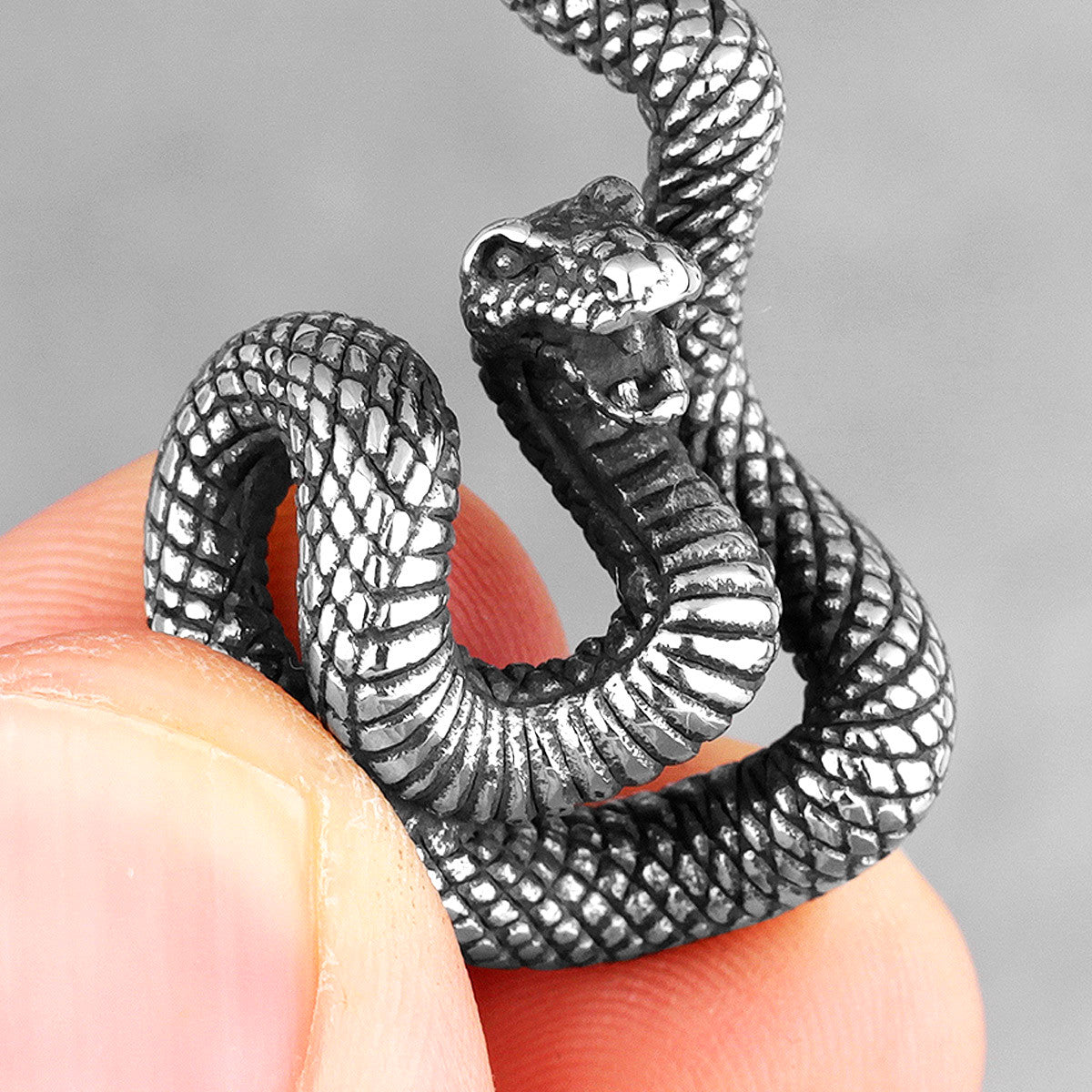 The Viper | Stainless Steel Striking Viper Snake Street Wear Hip Hop Pendant Chain