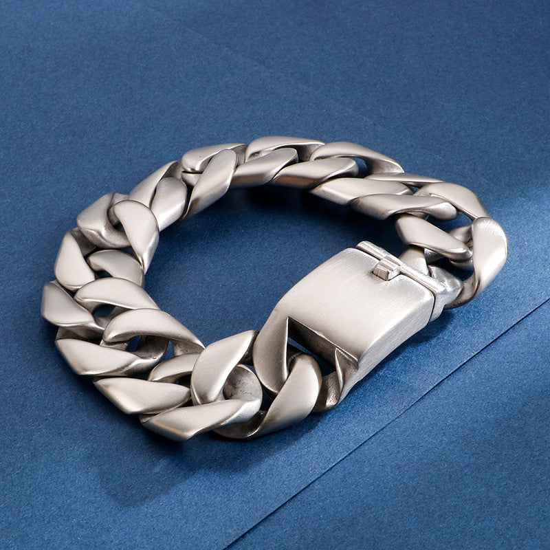 Mens Matte 20mm New Fashion No Fade Thick Stainless Snake Cuban Link Hip Hop Bracelet