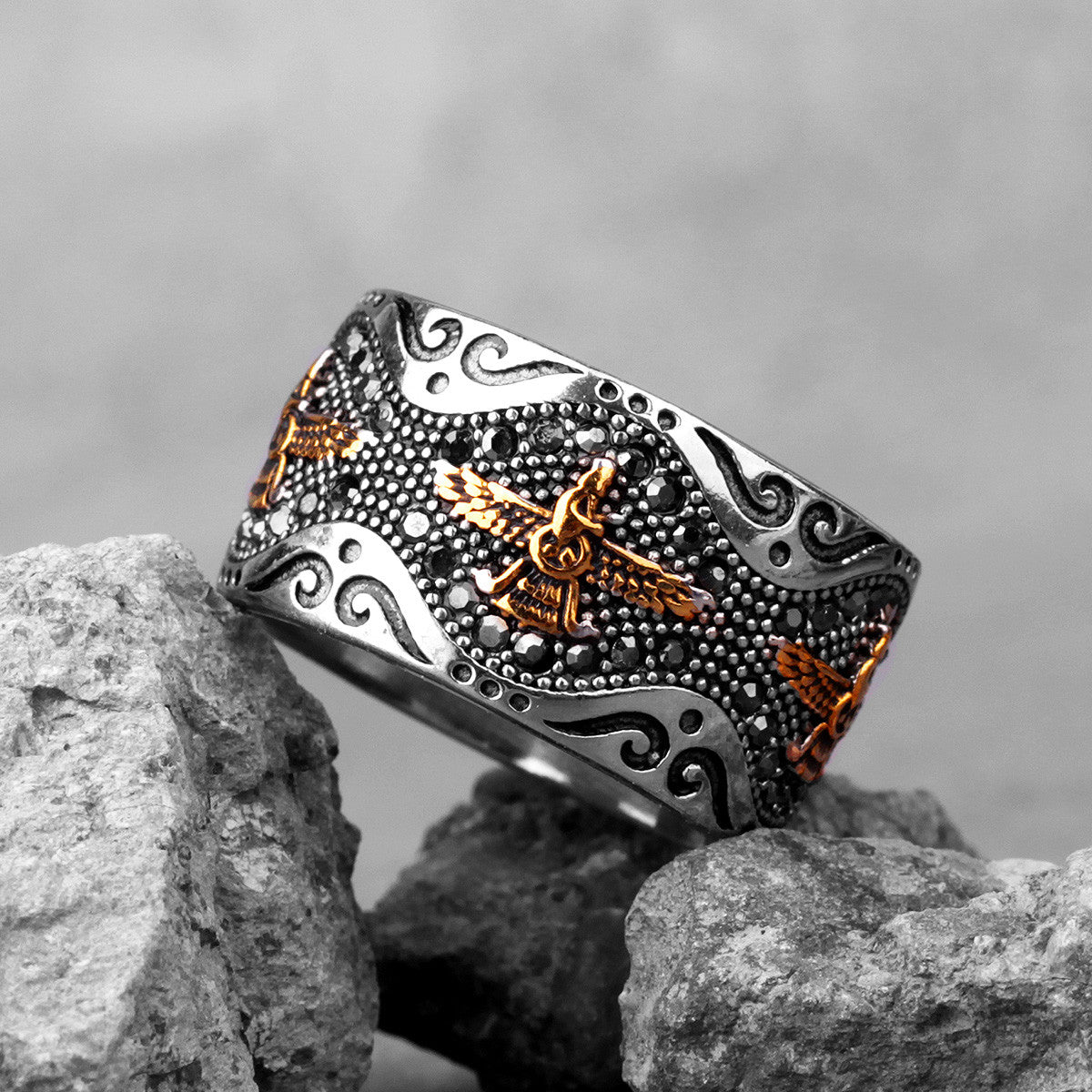 Eagle of Faith | 316L No Fade Stainless Steel Ancient Historical Persia Zarathustra Rings