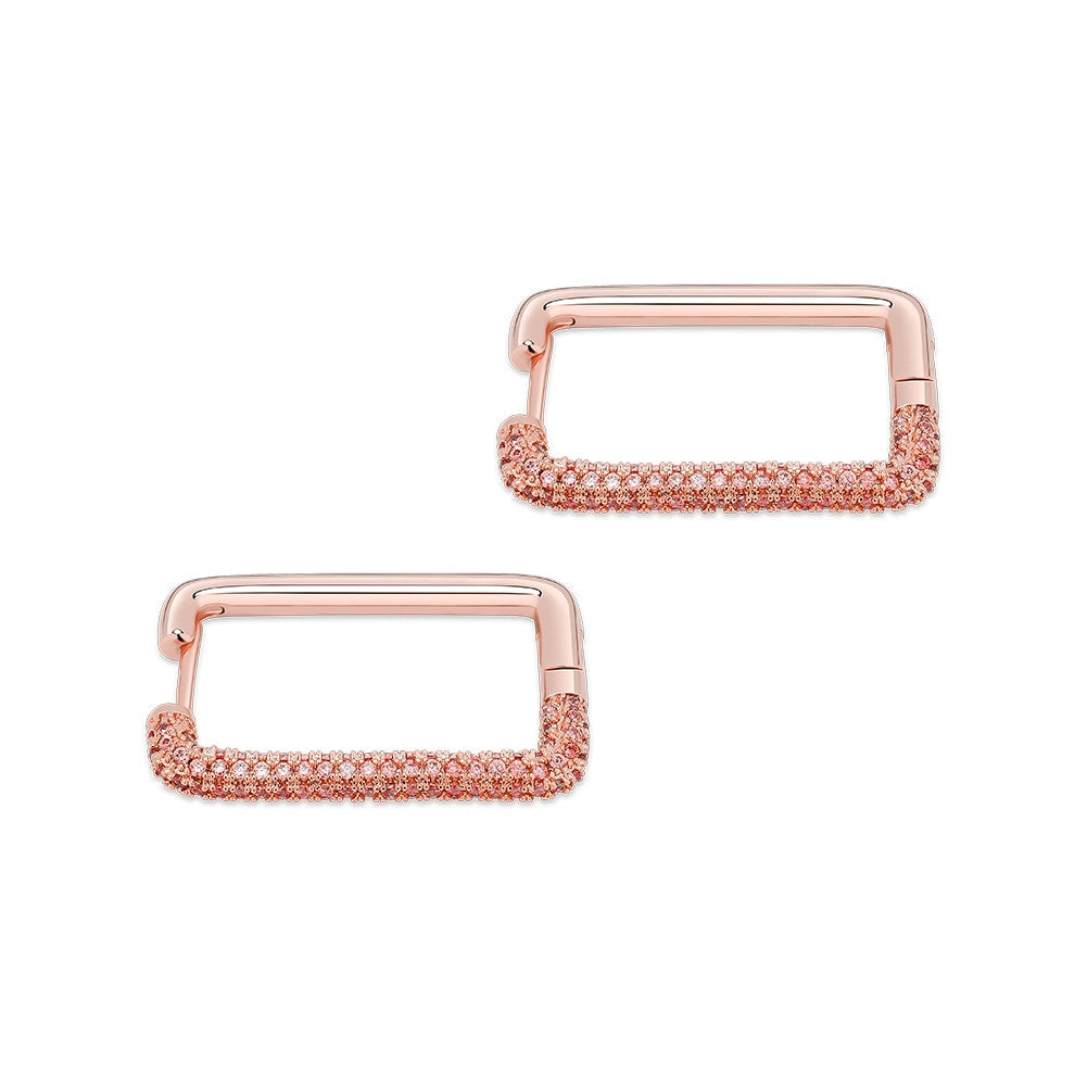 Ladies Square Hoop Cut Street Wear Fashion Flooded Ice Bling Bling Earrings