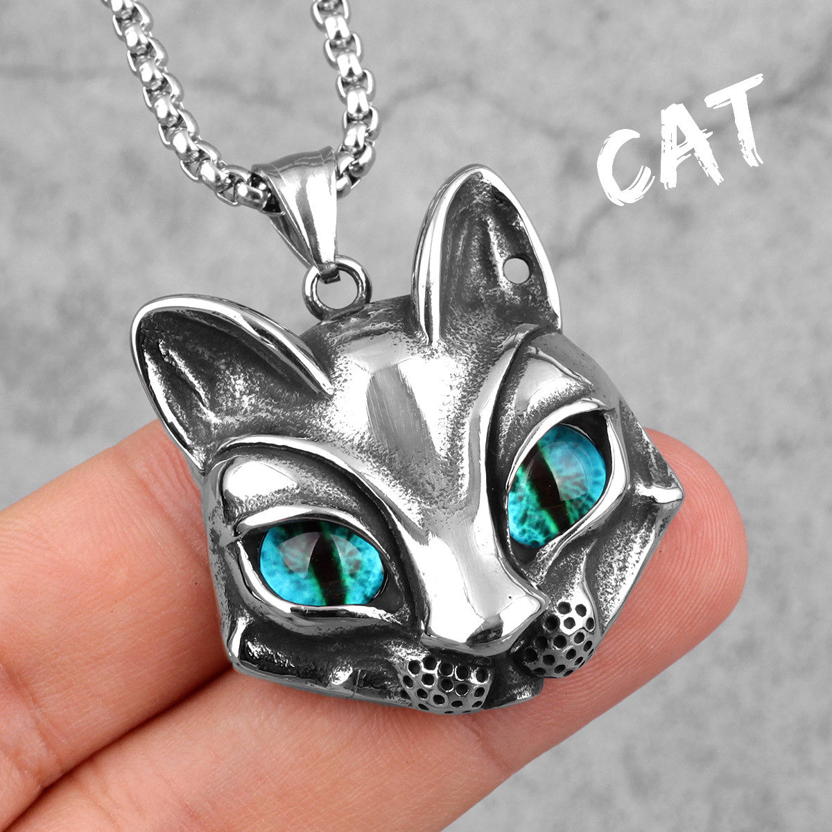 Cat's Eye | 316L No Fade Stainless Steel Cat Lovers Eye Amulet Pendant Necklace