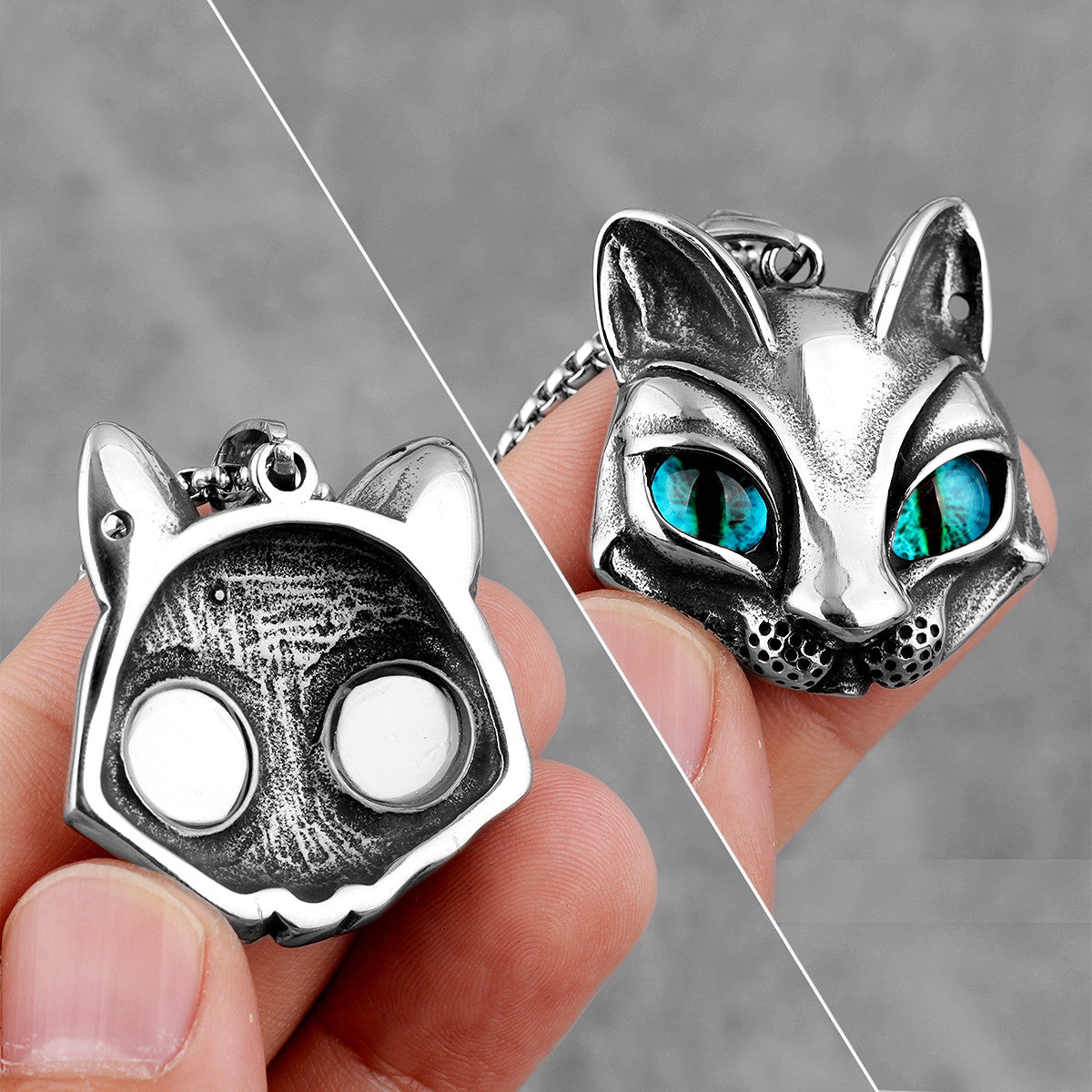 Cat's Eye | 316L No Fade Stainless Steel Cat Lovers Eye Amulet Pendant Necklace