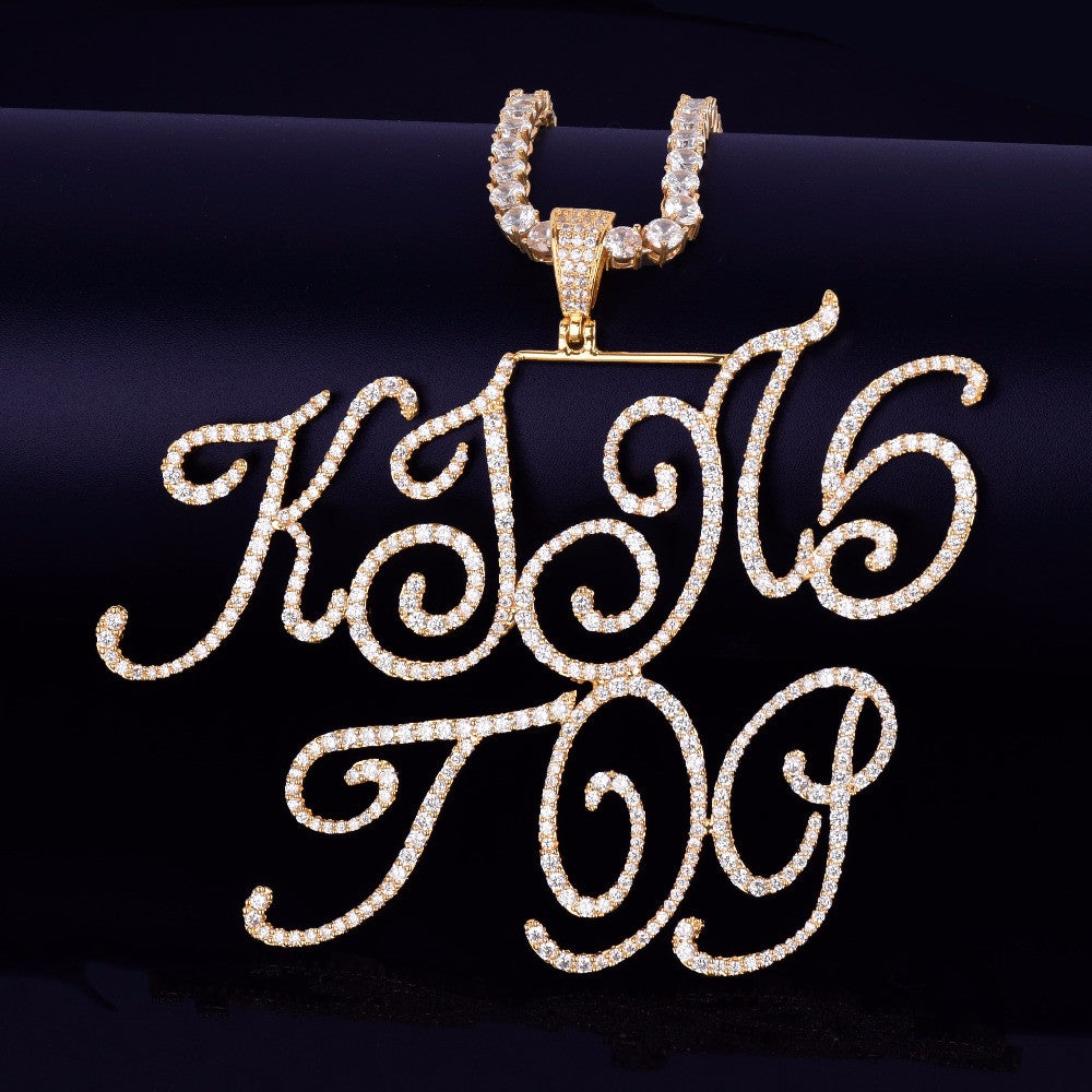 Clustered Script | VVS Diamond CZ Stone Scripted Letter Nameplate Necklace
