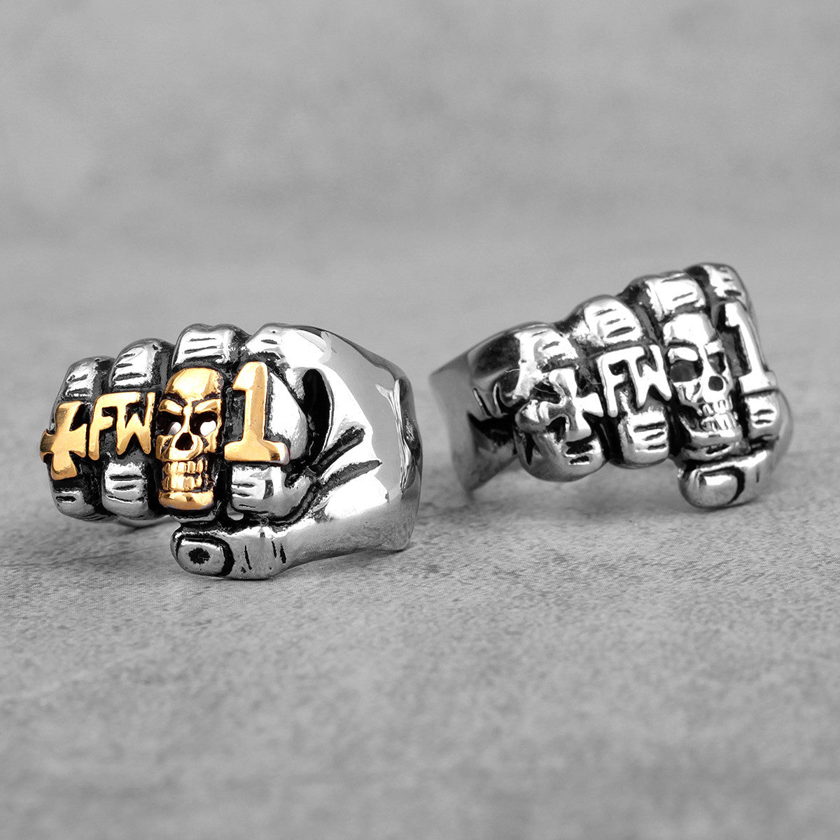 Mens No Fade Stainless Steel 14k Gold Accents FW Hip Hop Street Wear Rings