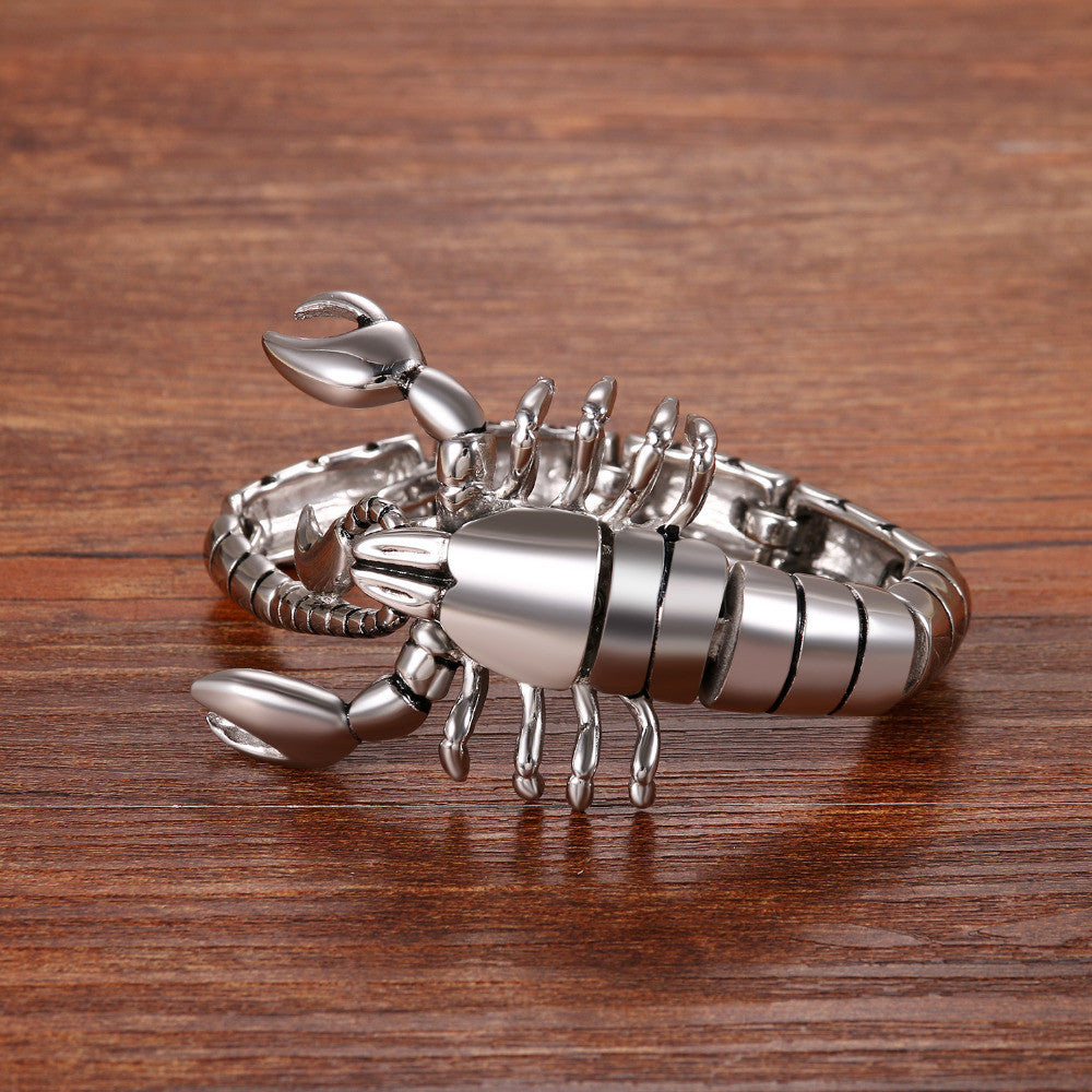 Mens Scorpion Silver Plated Stainless Titanium Steel Metal Bracelet