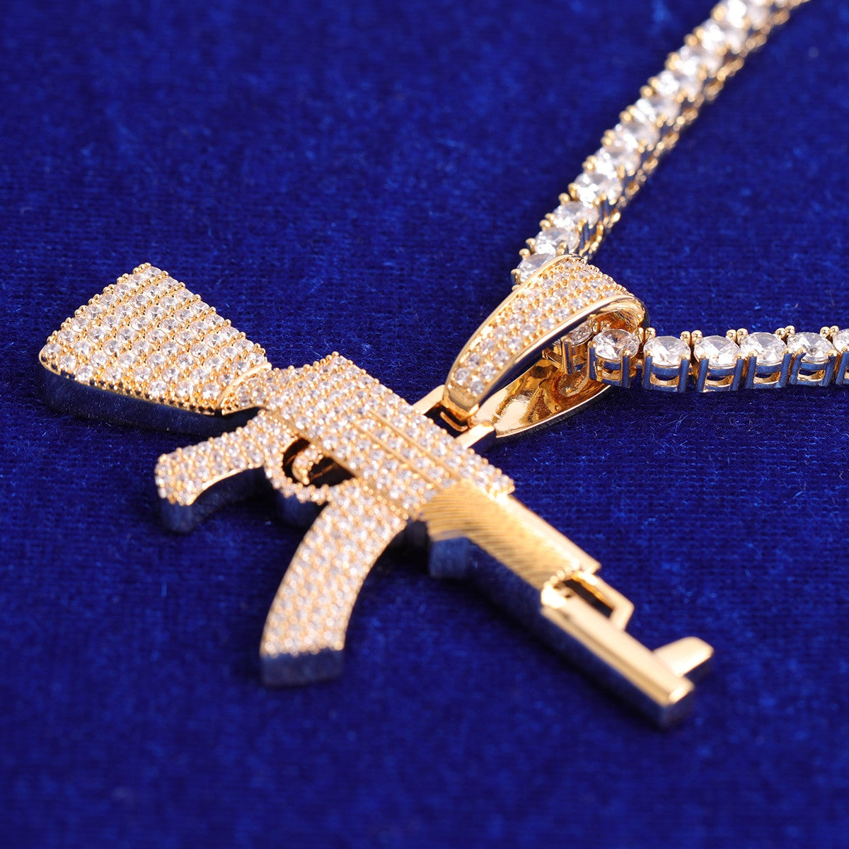 Chopper City | Flooded Ice VVS Diamond CZ Ak 47 Hip Hop Pendant Chain Necklace