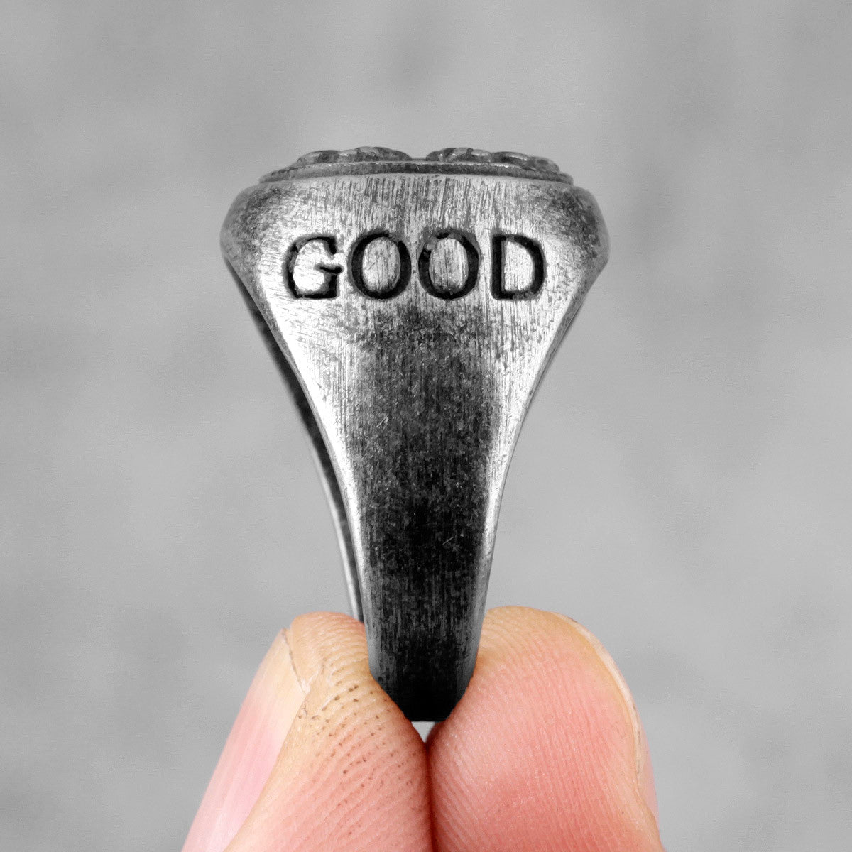 Good Luck | No Fade 316L Stainless Steel Retro Black Style Four Leaf Clover Men's Street Wear Rings