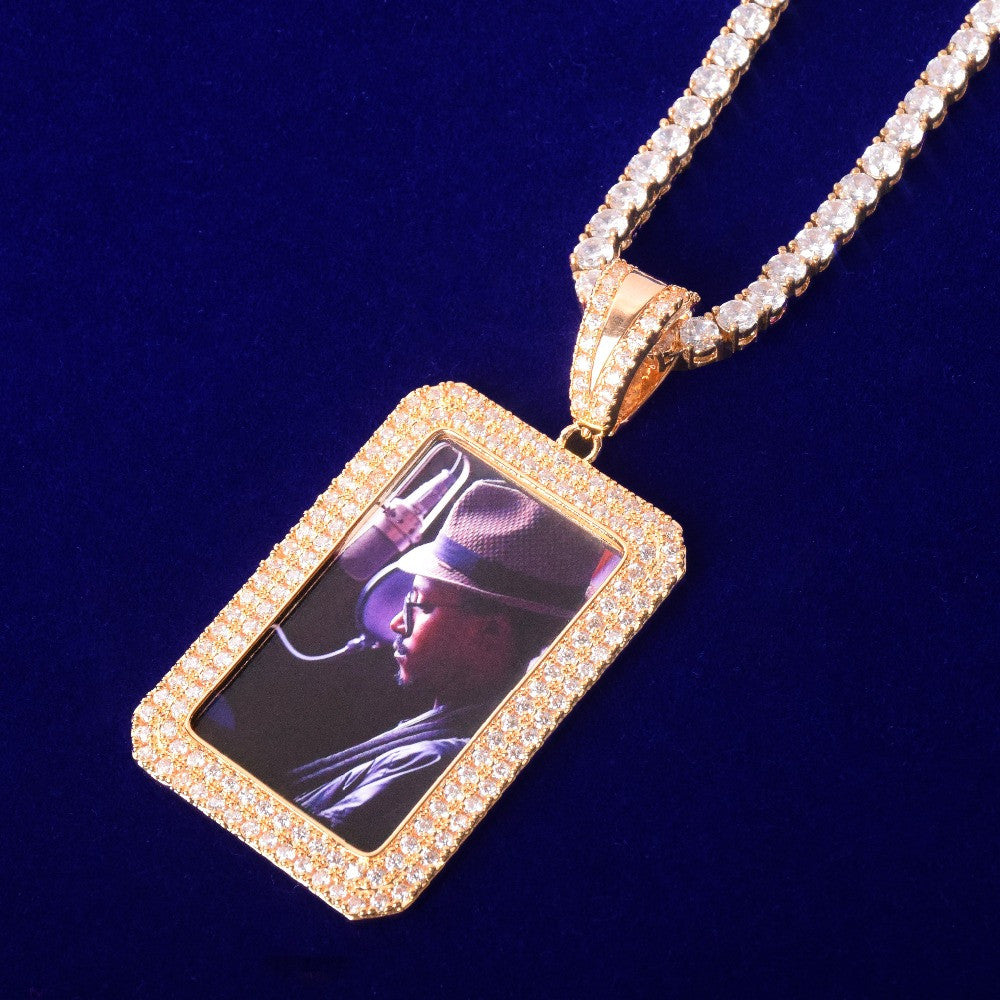 Crowned Jewel | Two Row Iced Border Custom Photo Memories Hip Hop Pendant