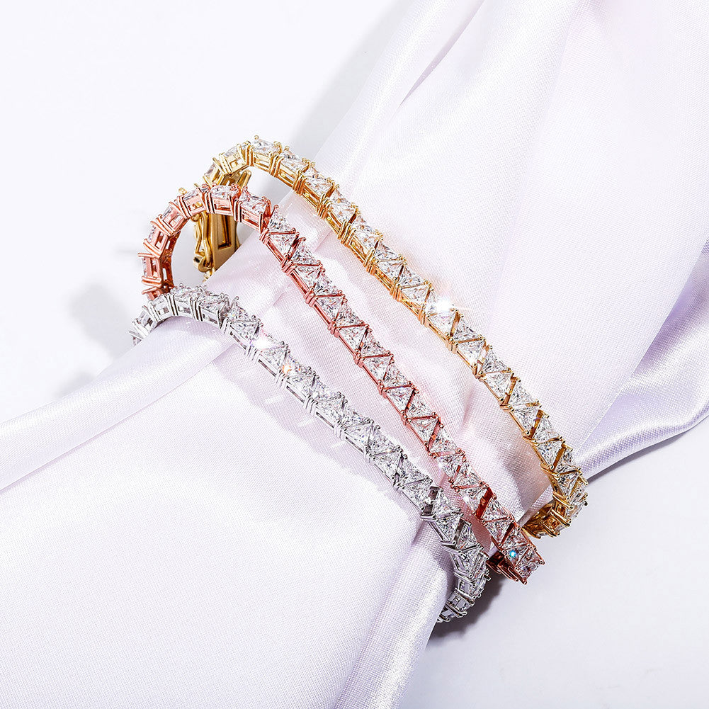 Trillion Cut | 5mm VVS Diamond CZ Iced Blinged Out Tennis Chain Bracelet