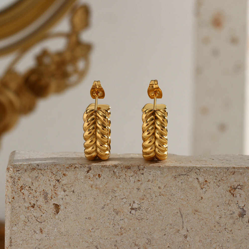 18k Gold High End Fashion Tarnish Free Waterproof Stainless Steel Funky Earrings