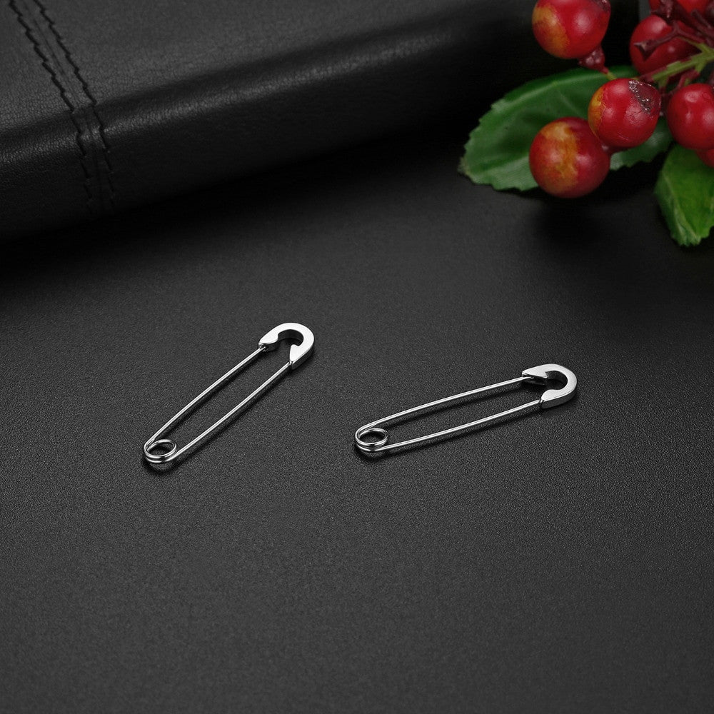 Punk Rock Unique Design Gold Silver Rainbow Color Stainless Steel Saftey Pin Earrings