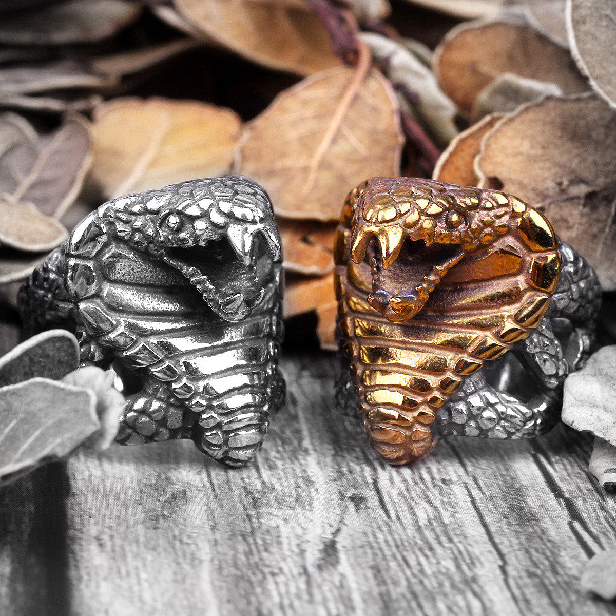 The Cobra | 316L No Fade Stainless Steel Men's Cobra Snake Biker Street Style Rings