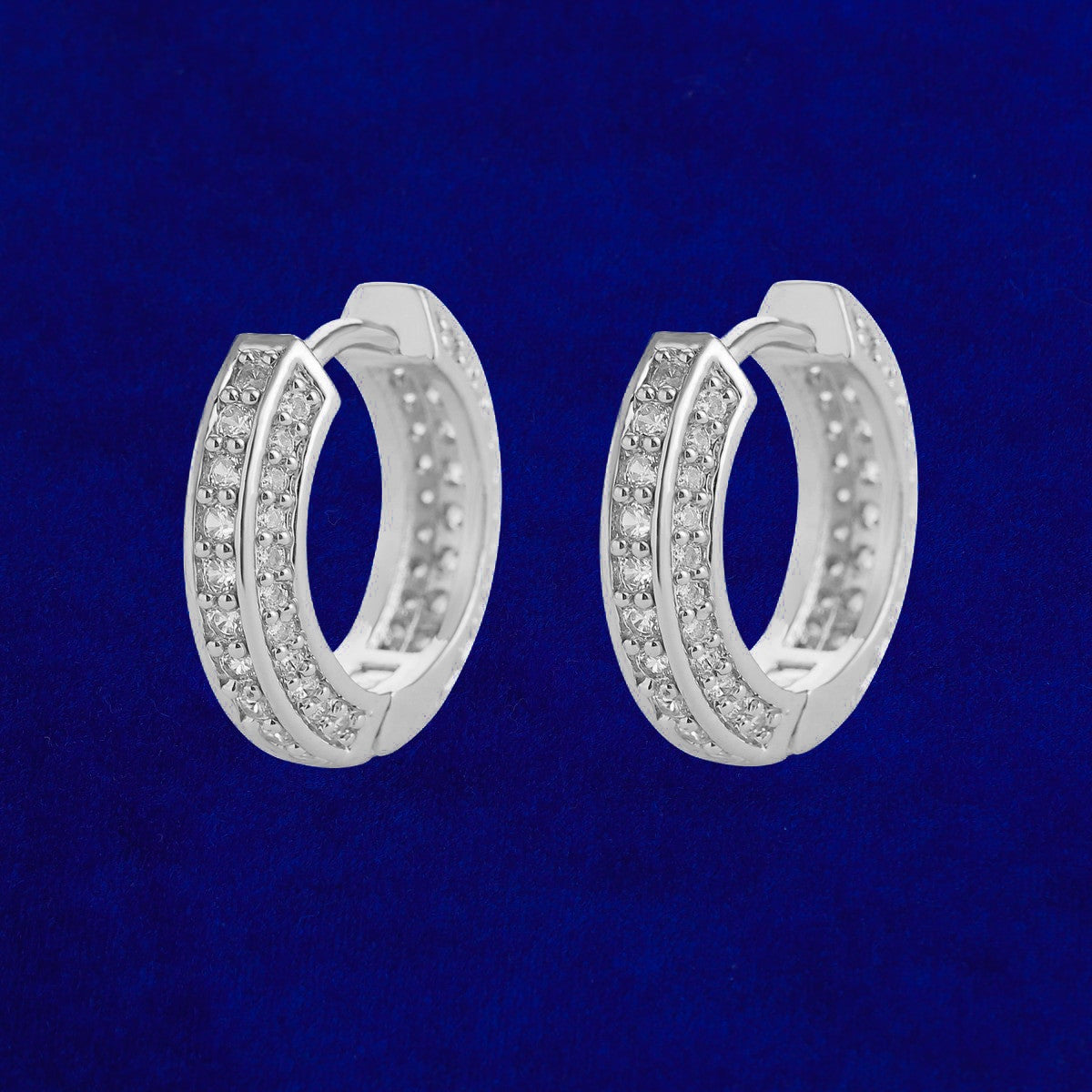 Hip Hop 144 Gold 925 Silver AAA Micro Pave Huggie Hoop Bling Earrings