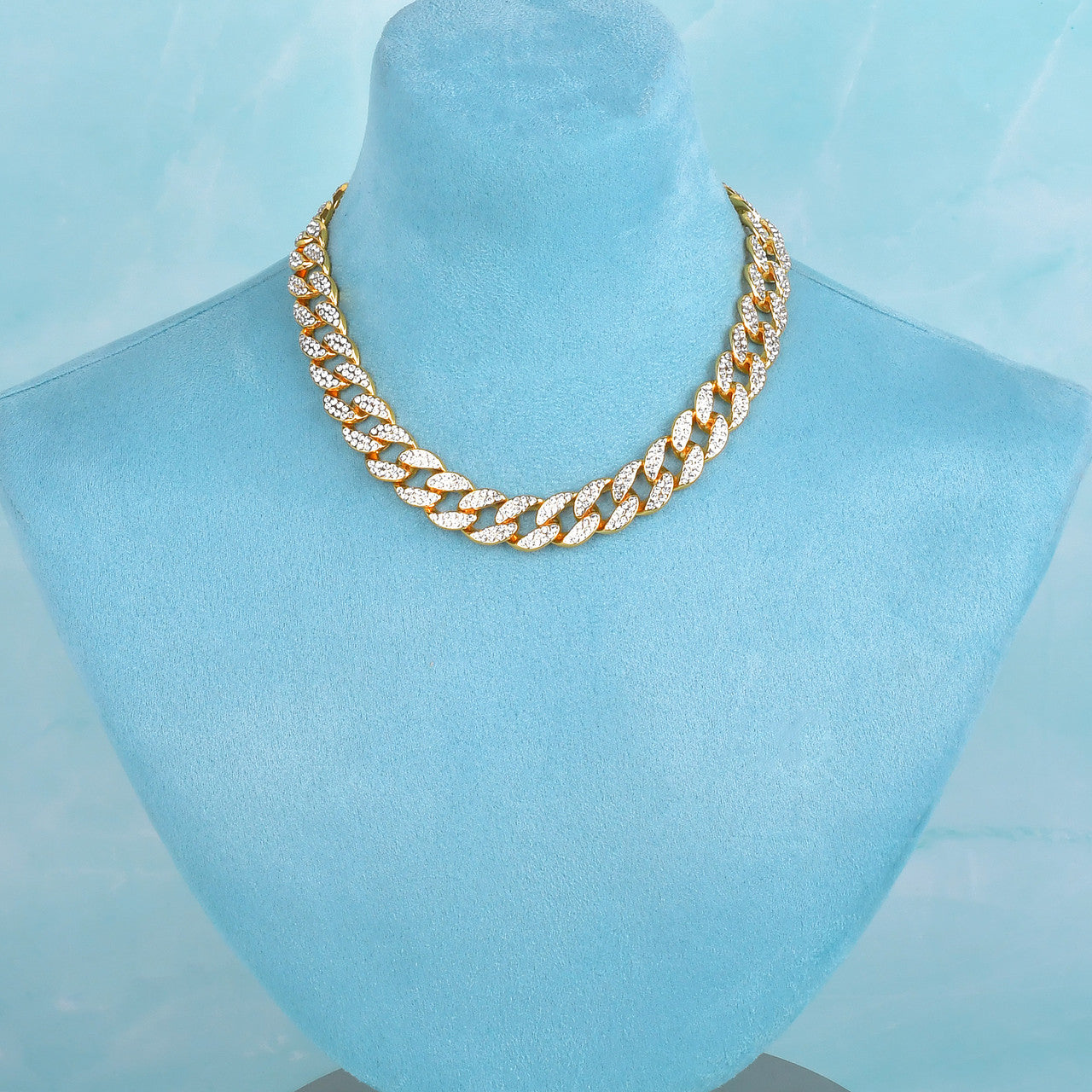 Iced Blinged Out 15mm Miami Cuban Link Hip Hop Chain Necklace