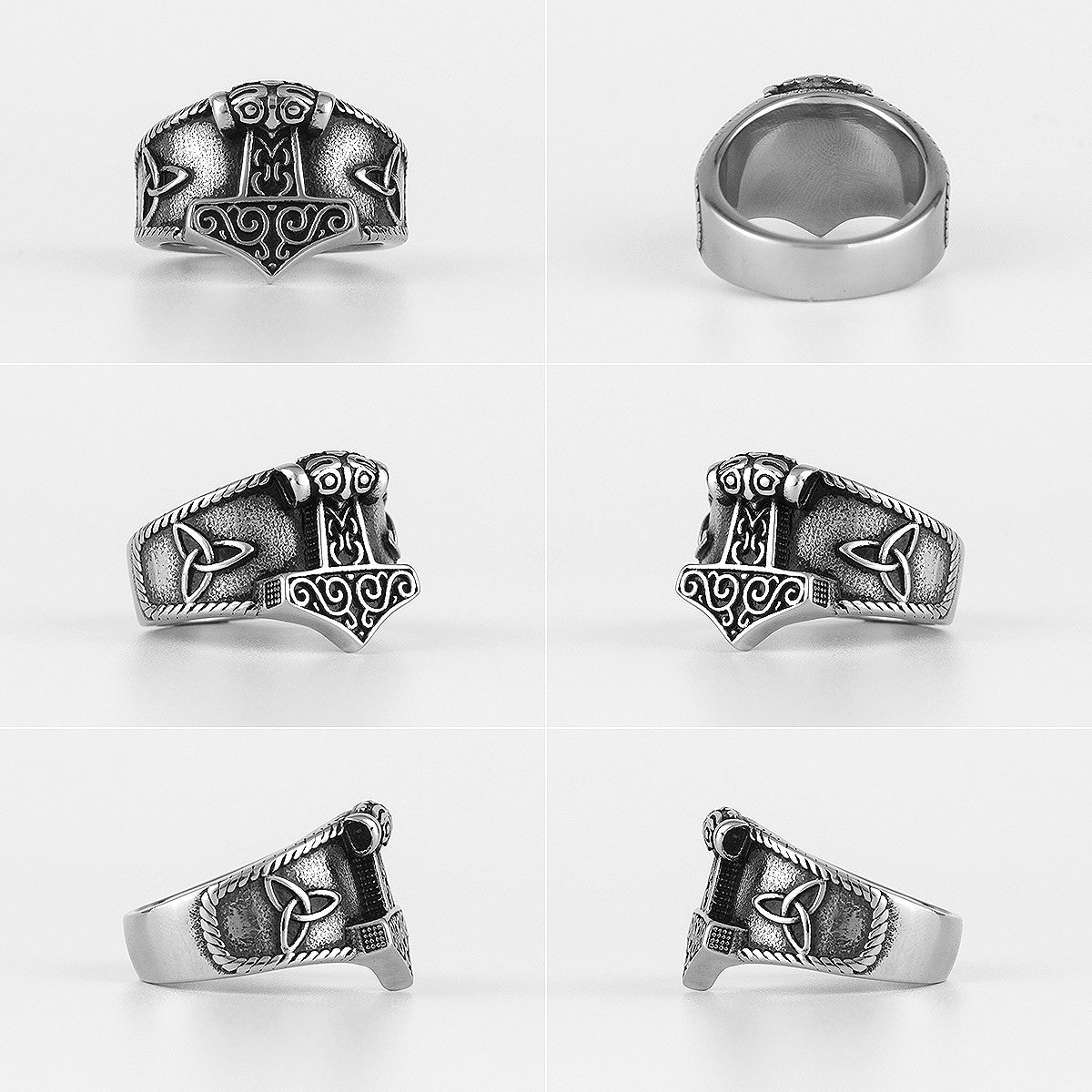 Hammer Of The Gods | Solid Stainless Steel Retro Viking Thor's Hammer Ring