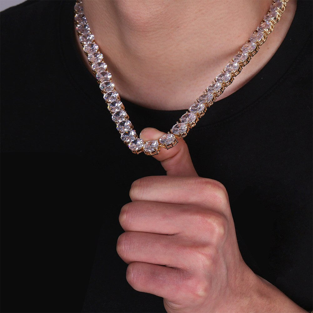 Boss Style 10mm Flooded Ice 3AAA 1 Row Hip Hop Tennis Chain Link Necklace