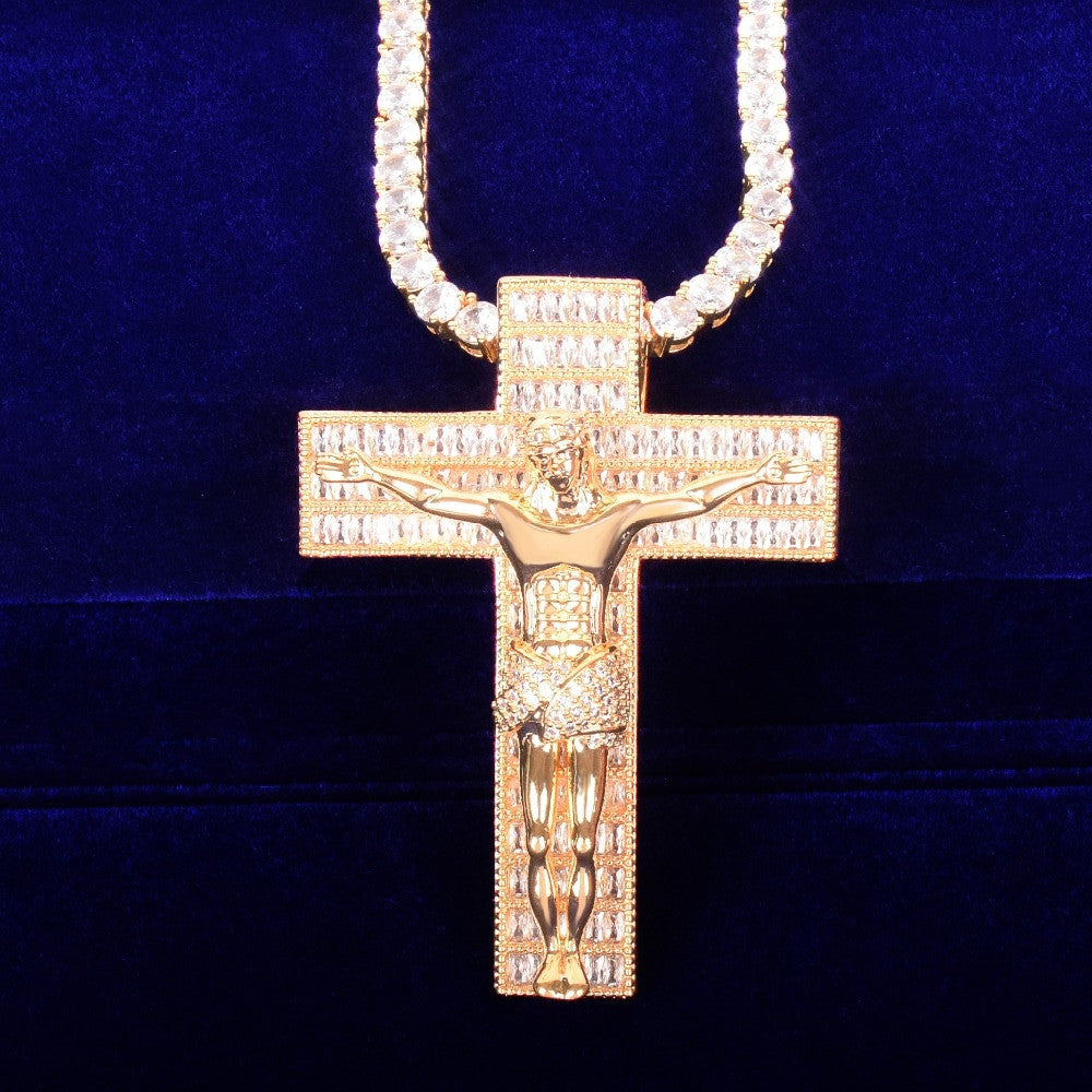 The Glory | Iced Baguette Blinged Out VVS Diamond CZ Crucifix Jesus Cross Pendant