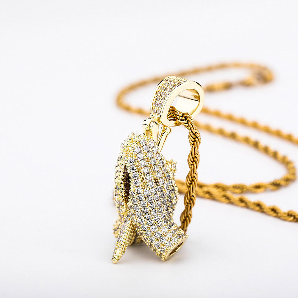 Hip Hop Praying Hand Rugged Cross Prong Set 14k Gold 925 Silver Pendant