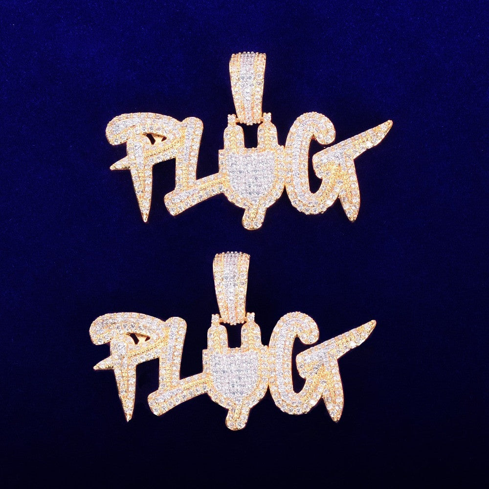 Hip Hop Two Tone 18k Gold 925 Silver Plug AAA Flooded Ice Pendant