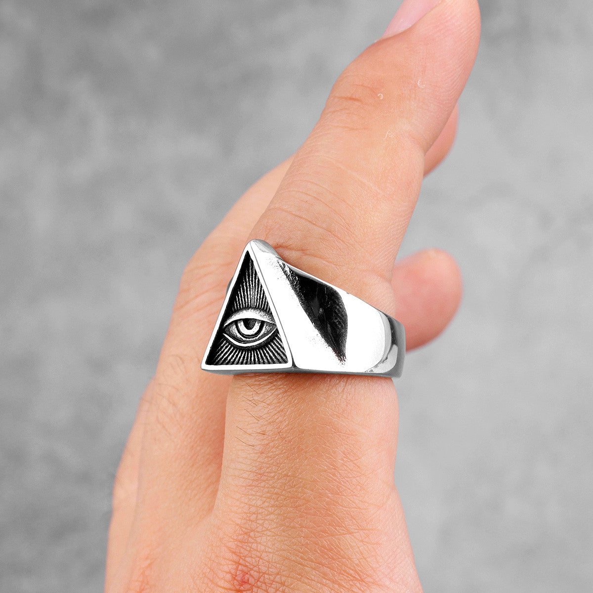 Freemason Illuminati | 316L No Fade Stainless Steel Triangle Masonic All Seeing Eye Rings