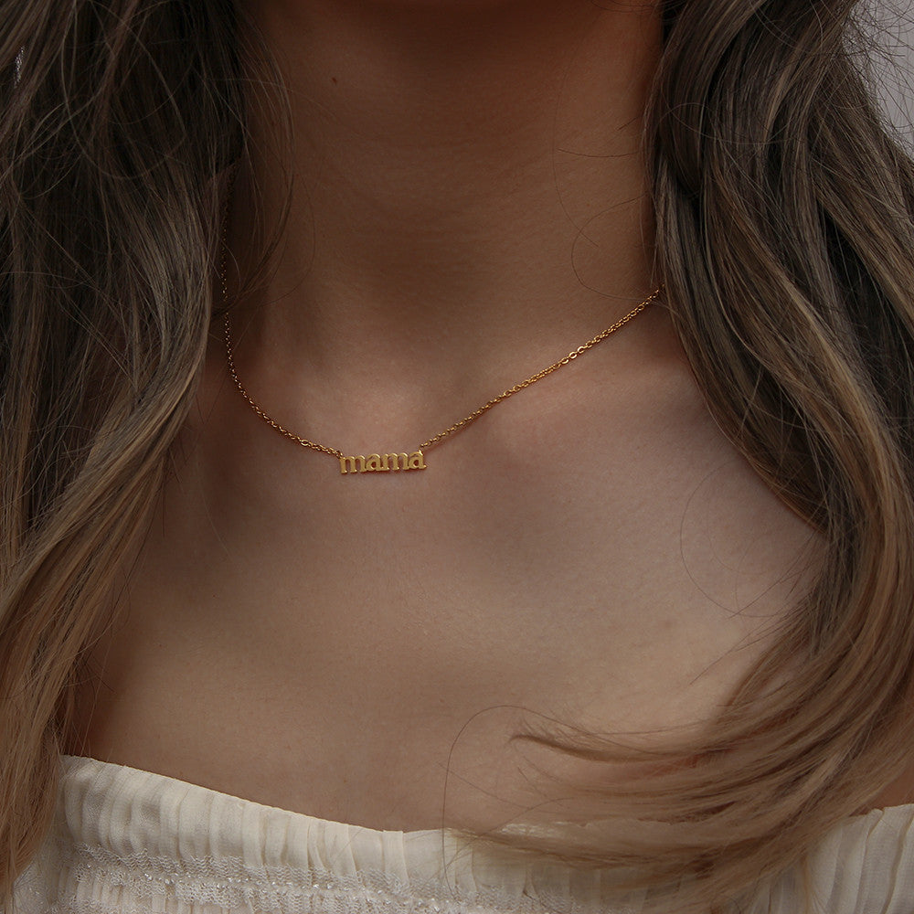 MAMA | 18k Gold No Fade Stainless Steel Mama Mom Tarnish Free Initial Letter Necklace
