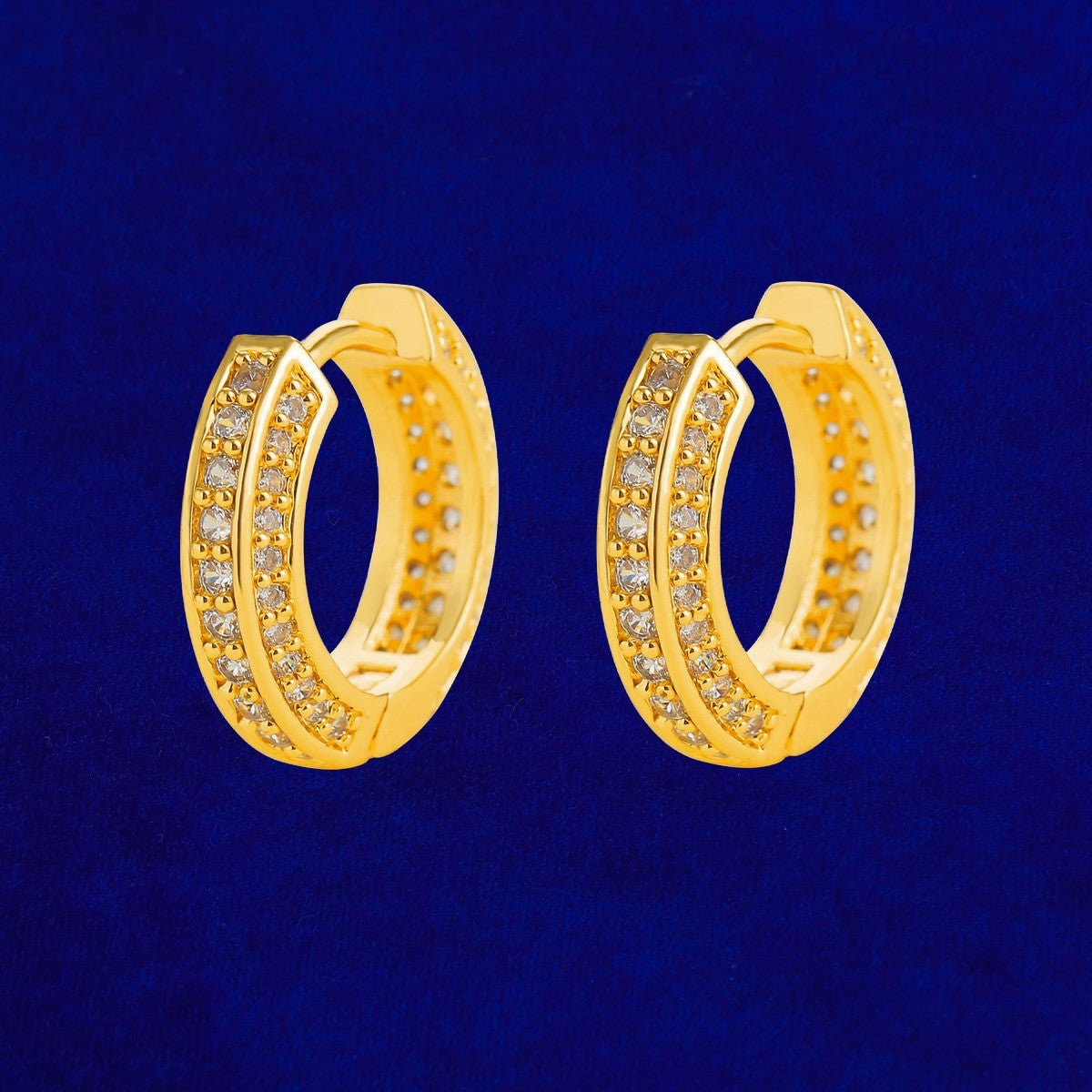 Hip Hop 144 Gold 925 Silver AAA Micro Pave Huggie Hoop Bling Earrings