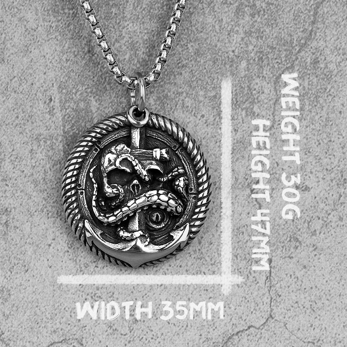 Mens No Fade Octopus Pirate Anchor Stainless Steep Unique Pendant Chain Necklace