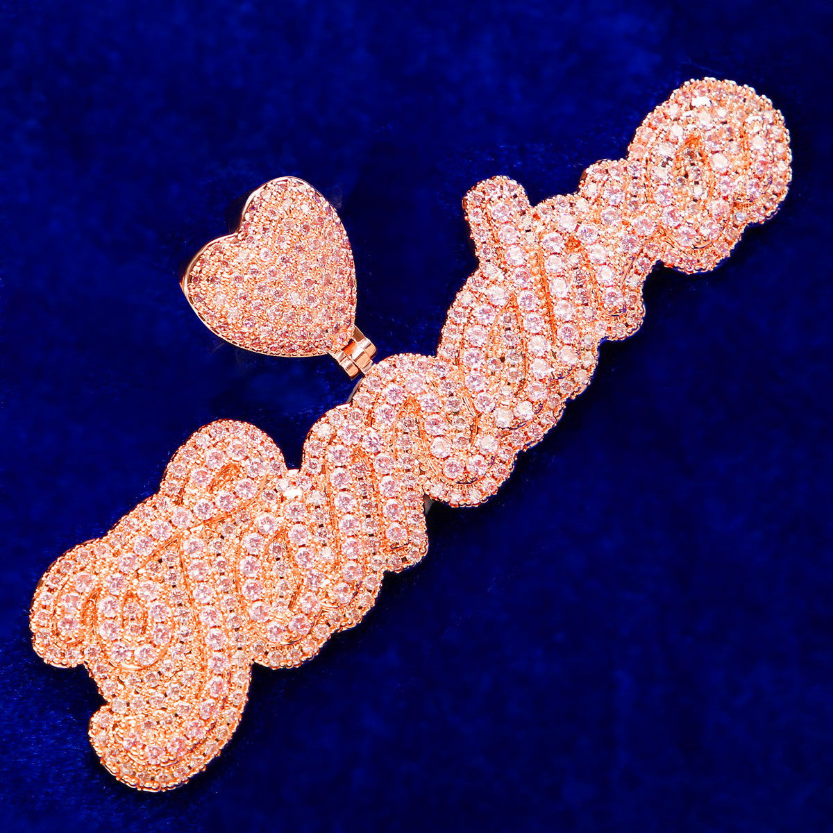 Pink Twilight | Cluster Stone Iced VVS Diamond CZ Prong Set Custom Necklace