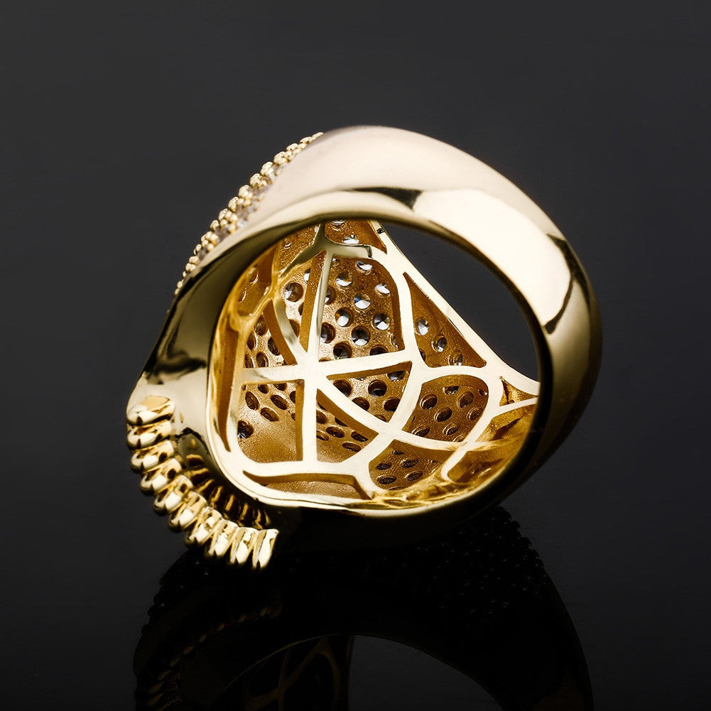 New Ice 14k Gold 925 Silver Hip Hop Handset 4 Prong Skull Rings