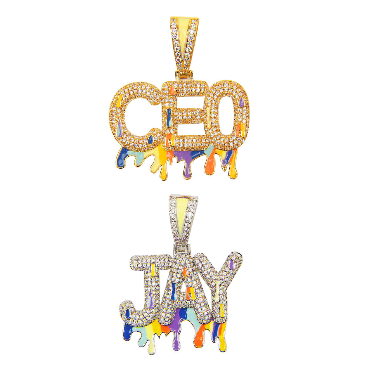 5A Flooded Ice Glow in The Dark Graffiti Bling Custom Name Hip Hop Pendants Chain Necklaces