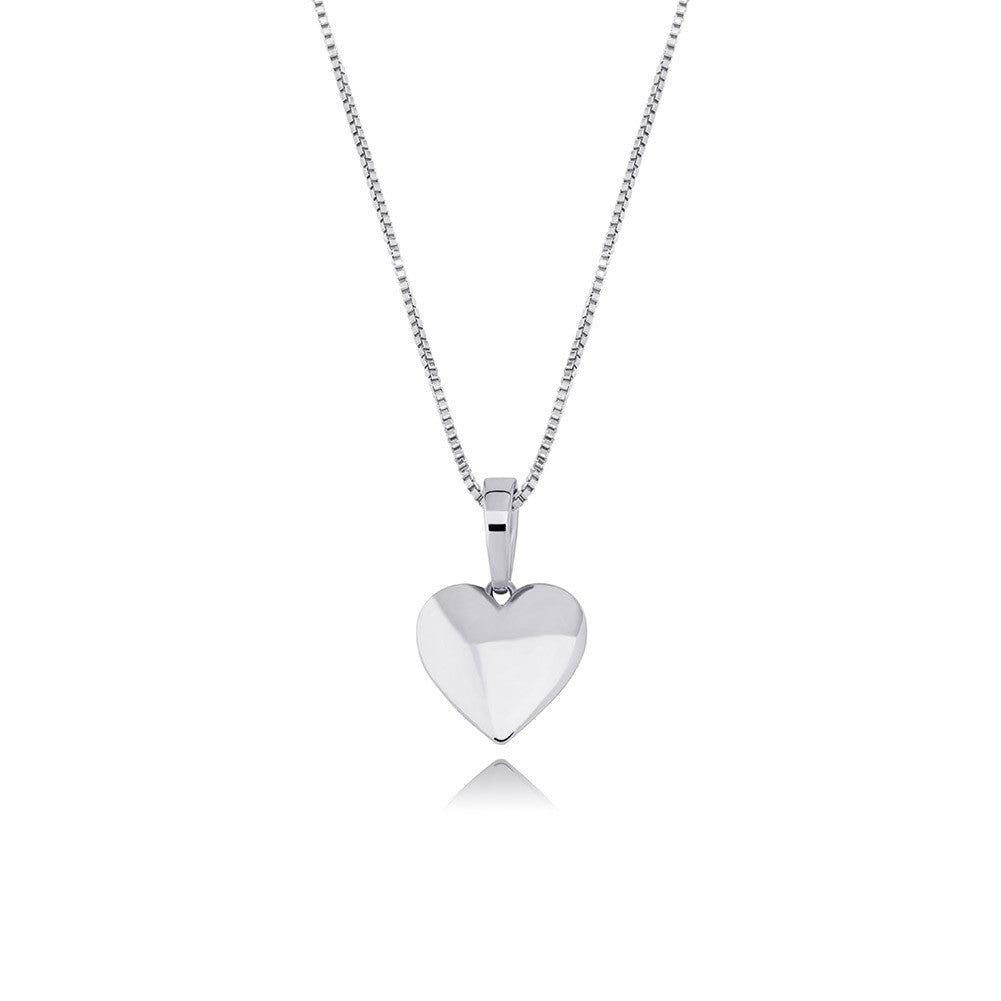 Ladies Solid 925 Sterling Silver Flaming Love Heart AAA Stone Pendant Chain Necklace